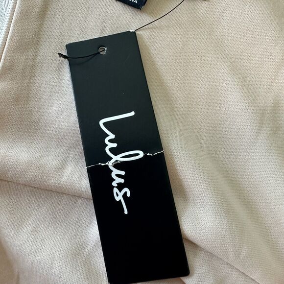 Lulu’s Start the Night Off Pink Cream Sequin Cowl Neck Bodycon Mini Dress S NWT - Picture 11 of 14